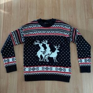 Naughty Reindeer Pattern Sweater - men’s large